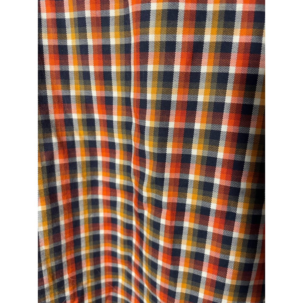 Men's L.L.Bean Plaid Button Down Shirt L Tall Orange Navy Short sleeve Cotton - Picture 2 of 8